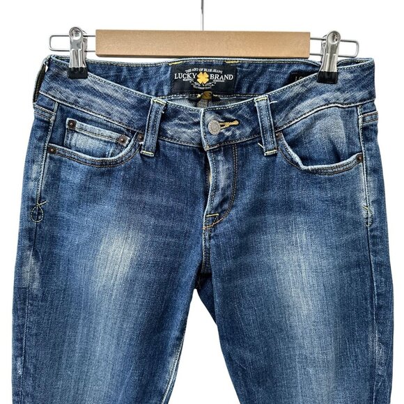 Lucky Brand Lola Skinny Reg Low-Rise Distressed Jeans Medium Wash Denim Women 27 - Picture 4 of 16